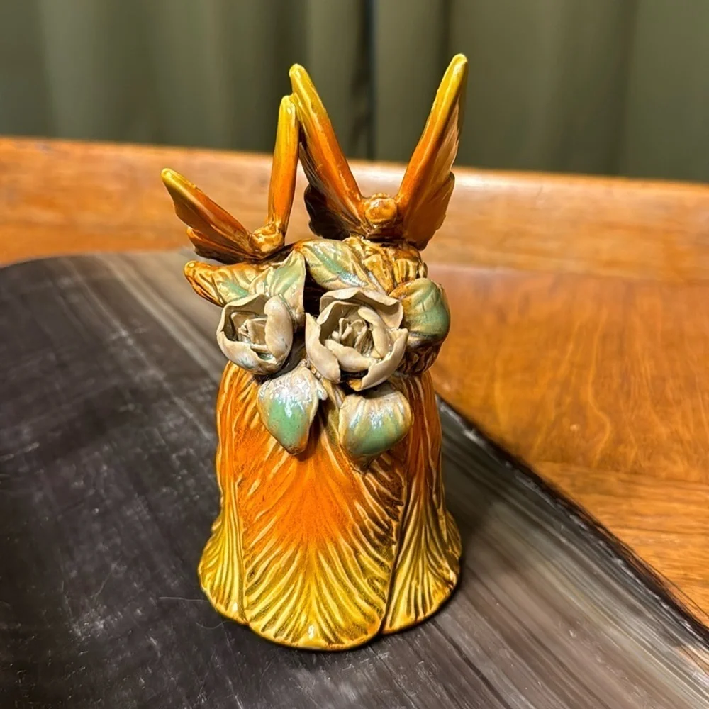 Vintage Ceramic Butterfly Bell Vintage Bohemian Fairy Fantasy Nympth Garden Bell